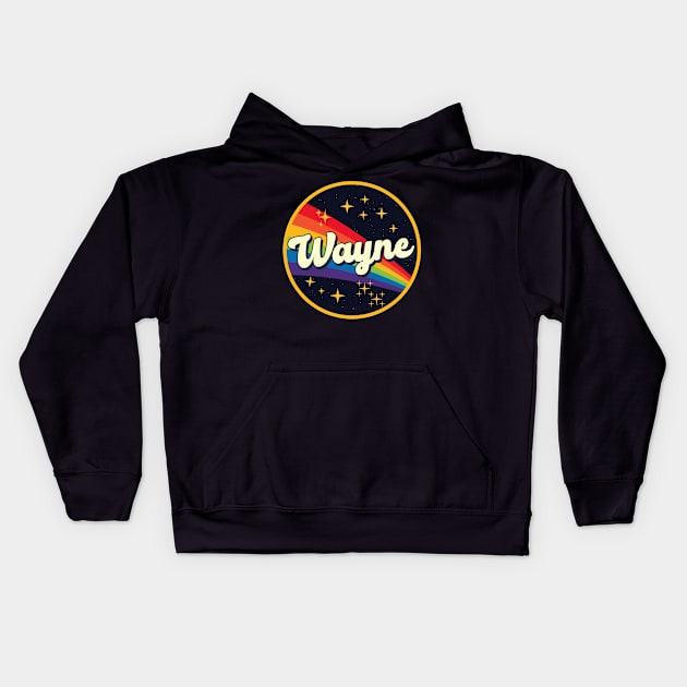 Wayne // Rainbow In Space Vintage Style Kids Hoodie by LMW Art